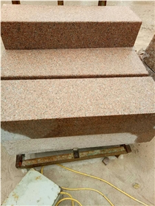G386-8 Shidao Red Granite Bushhammered Surface Steps Stairs and Staircase Competitive Prices
