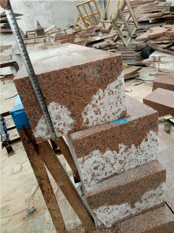 G386-8 Shidao Red Granite Bushhammered Surface Steps Stairs and Staircase Competitive Prices
