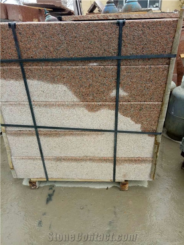 G386-8 Shidao Red Granite Bushhammered Surface Steps Stairs and Staircase Competitive Prices