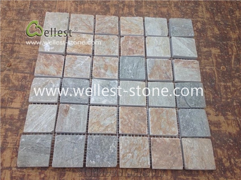 Natural Stone Mosaic, Kitchen Mosaic, Beige Slate Mosaic M