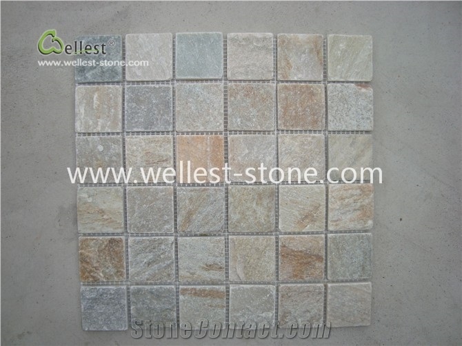 Natural Stone Mosaic, Kitchen Mosaic, Beige Slate Mosaic M