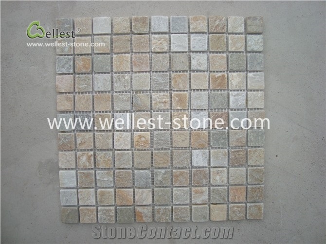 Natural Stone Mosaic, Kitchen Mosaic, Beige Slate Mosaic M