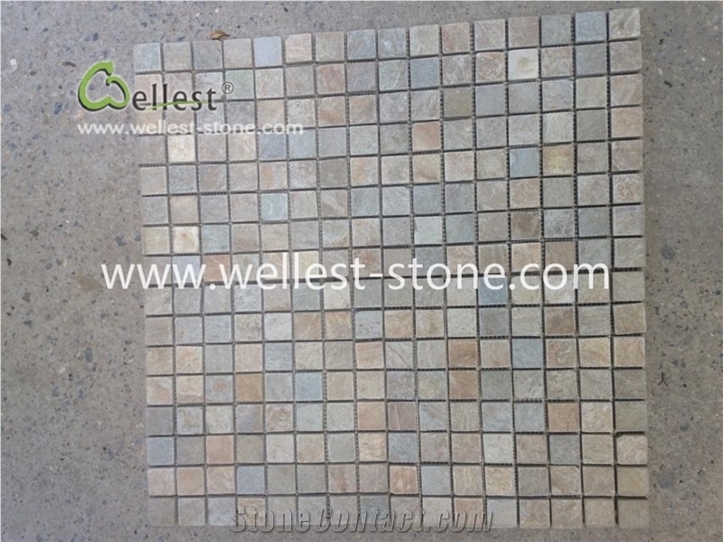 Natural Stone Mosaic, Kitchen Mosaic, Beige Slate Mosaic M