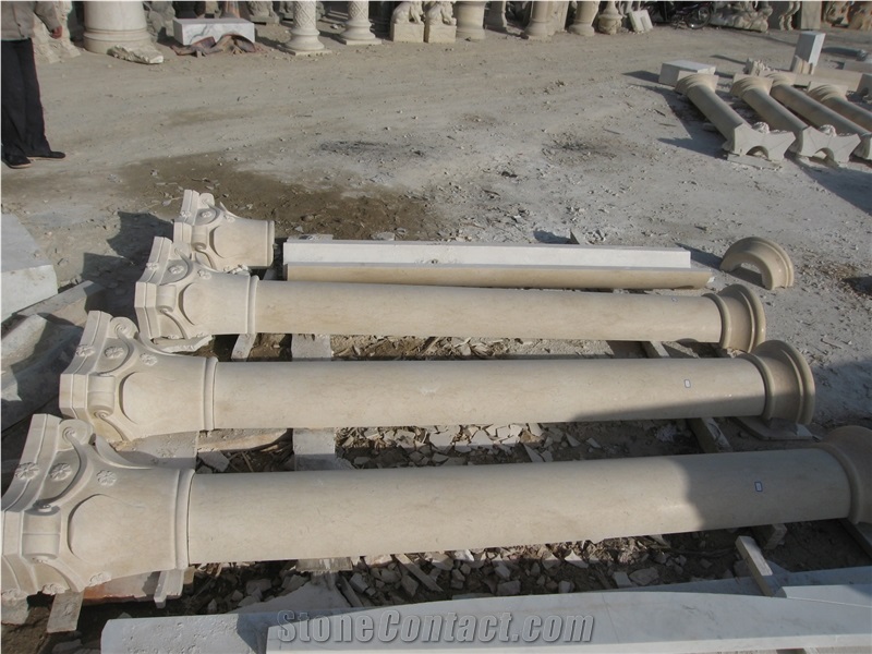 Beige Marble Hollow Column Pillar for Construction