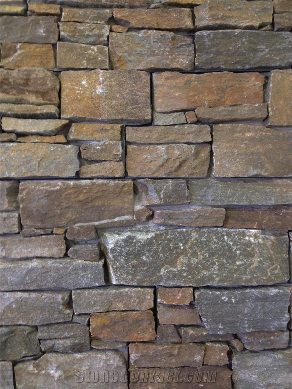 Brown Copper Loose Dry Stack Earth Ledge Stone Cladding