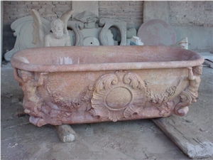 Hand Carved Marble Bathtub with Sculpture Hand Carved Marble Bathtub with Sculpture