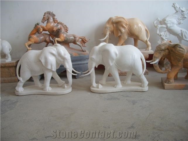 Marble Elephant Statue Sculpture