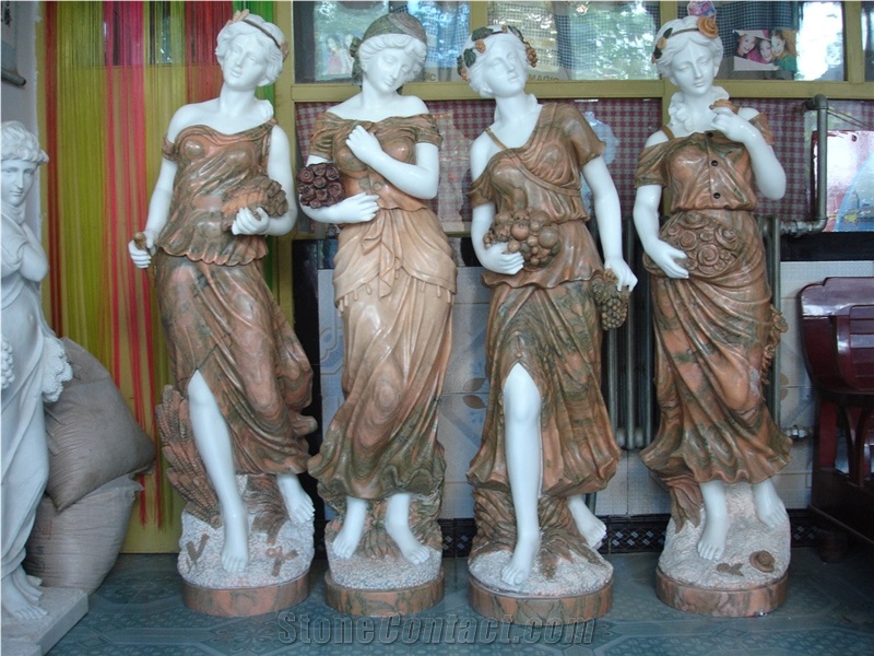Multi-Color Marble Statue Four Seasons