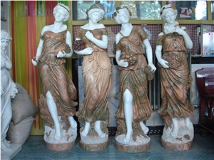 Multi-Color Marble Statue Four Seasons