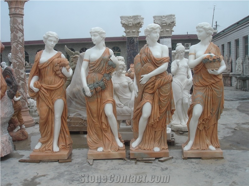 Multi-Color Marble Statue Four Seasons