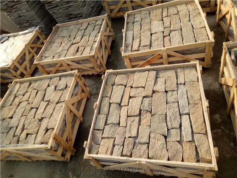 Seseam Yellow Loose Stacked Stone Walling Panel and Corners