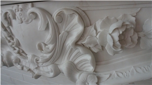 Simple Style White Jade Marble Fireplace Mantel Surround