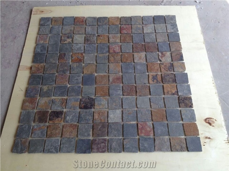 Slate Linear Strips Mosaic, Split Face Mosaic Pattern