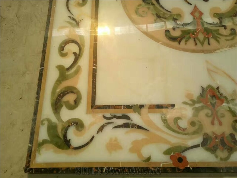 Water Jet Natural Onyx Marble Medallion Floor