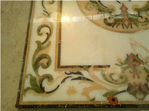 Water Jet Natural Onyx Marble Medallion Floor