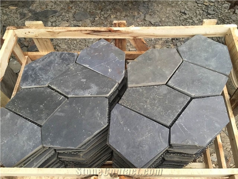 Black Quartzite, Black Quartzite Flagstone, Cobble Stone, Flagstone Road Paving Stone