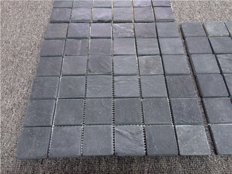 Black Quartzite, Black Quartzite Flagstone, Cobble Stone, Flagstone Road Paving Stone