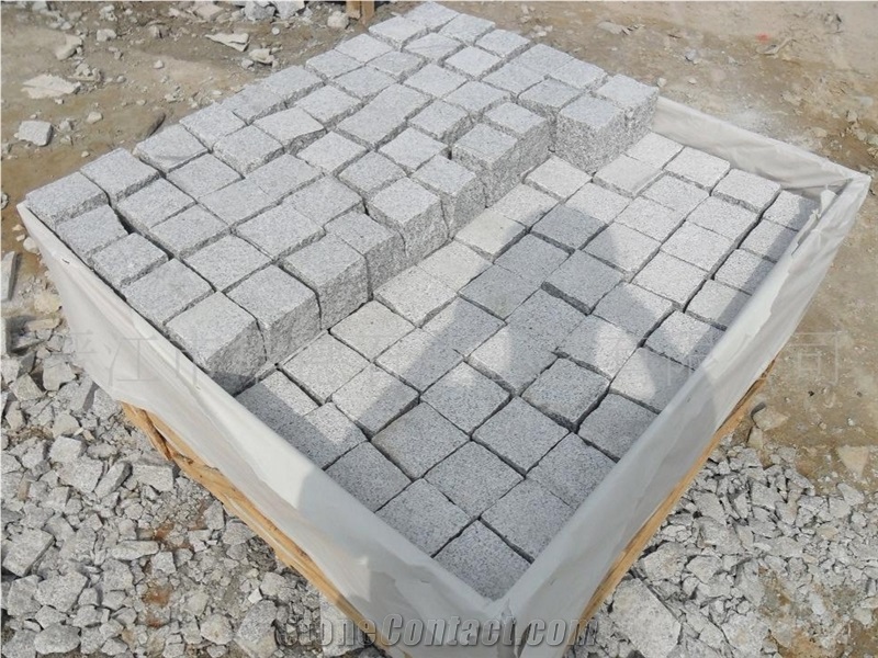 G603 Granite,Sesame White Cube Stone, Snow White Cobble Stone