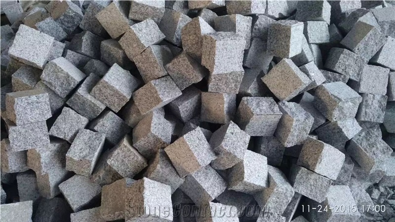 G603 Granite,Sesame White Cube Stone, Snow White Cobble Stone