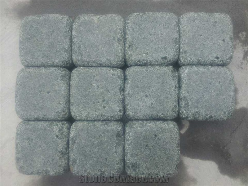 G612,Verde Lucia Cube Stone, Olive Green Cobble Stone, Frog Green