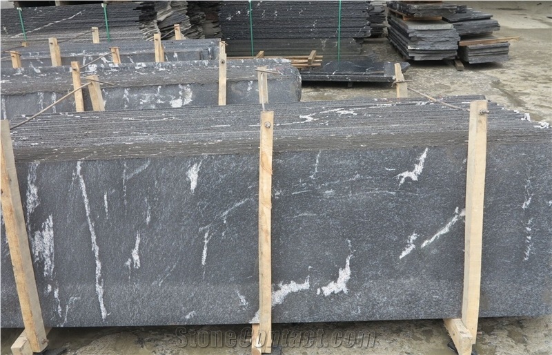 Snowy Night, Black & White, Snowy Night Granite Walling & Flooring, Black & White Tiles & Slabs