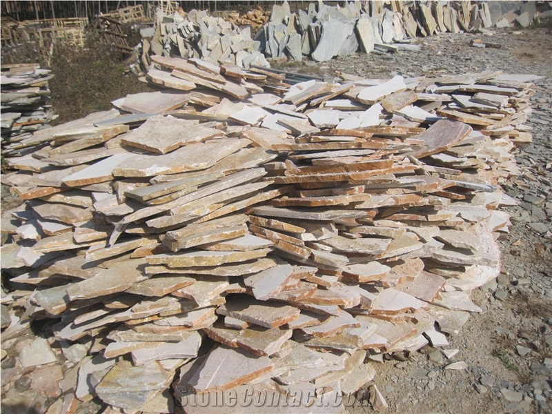 Yellow Slate,Yellow Slate Cultured Stone, Stacked Stone Veneer