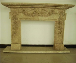 Beige Travertine Fireplace Mantel, Natural Travertine Fireplace for Inner Decoration, Travertine Fireplace Mantel Surround, Travertine Fireplace Cover