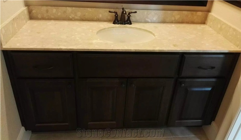 China Cheap Artificial Stone Bathroom Vanity Top, Solid Surface Artificial Quartz, Vanity Top with Sinks and Cabinet