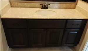China Cheap Artificial Stone Bathroom Vanity Top, Solid Surface Artificial Quartz, Vanity Top with Sinks and Cabinet