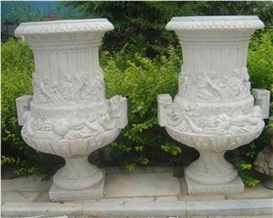 China Cheap G633 Granite Planter, Round Flower Pot, White Granite Flower Stand, Landscaping Stone
