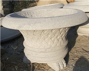 China Cheap G633 Granite Planter, Round Flower Pot, White Granite Flower Stand, Landscaping Stone
