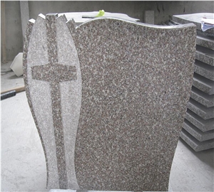 Eurepean Style G664 Monument, Red Cross Tombstone, Customized Memorial, Bainbrook Brown Headstone and Gravestone