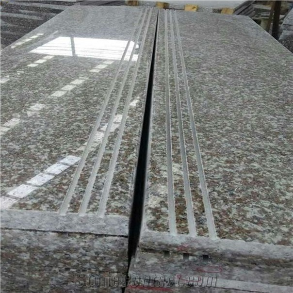 G664 Polished Granite Stairs, Bainbrook Brown Cheap Chinese Granite Steps with Anti Slip, Red Granite Staircase, Pink Stair Riser