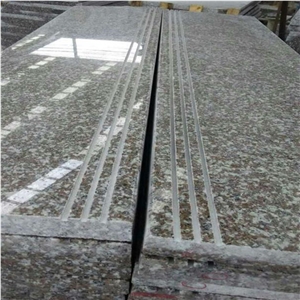 G664 Polished Granite Stairs, Bainbrook Brown Cheap Chinese Granite Steps with Anti Slip, Red Granite Staircase, Pink Stair Riser