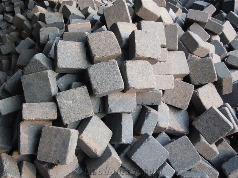 G684 Fuding Black Basalt Cube Stone, Basalt Paving Stone, Black Cobble, Natural Building Stone, Basalt Setts