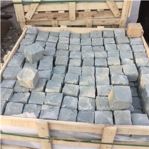 Light Green Sandstone Cube Stone, Sandstone Pavers, Sand Stone Cobble, Sandstone Setts, Natural Building Stone