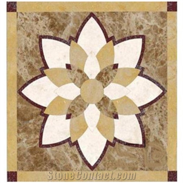 Marble Waterjet Round and Square Shape Medallion Polished Floor Pattern, Hotel Lobby Marble Medallion Tiles,Corridor Marble Tiles, Bathroom Walling Panel