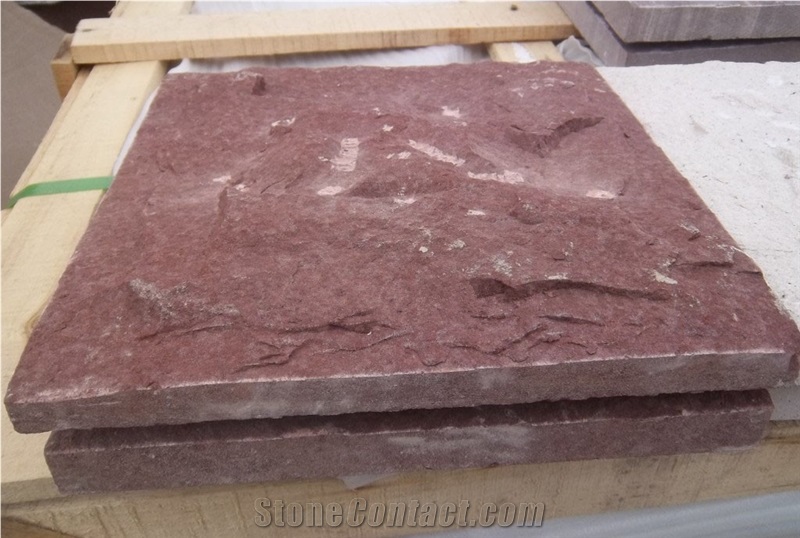 Mushroom Red Sandstone Wall Tiles, Natural Surface Sandstone Wall Clading Tiles, Red Sandstone Wall Decoration, Building Material, Wall Covering