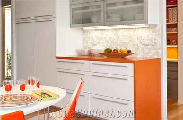 Pure Dark Orange Quartz Kitchen Cabinet Tops, Quartz Worktops, Quartz Surface, Quartz Stone Tops, Quartz Kitchen Island Tops, Quartz Desktop, Quartz Tops