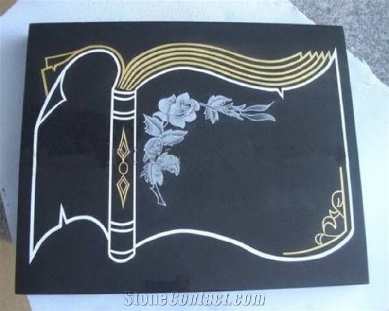 Shanxi Black Polished Flat Marker, Absolute Black Granite Monument, Flat Head Stone, Black Granite Markers for Graves