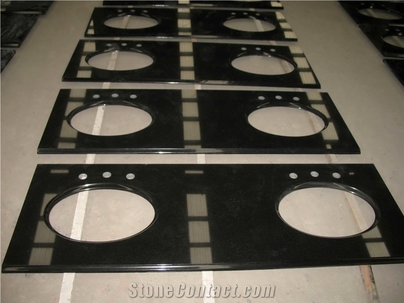 Stone Wash Bowl Shanxi Black Polished Granite Oval Sinks, Elipse Wash Basins Set on Kitchen Countertop or Bathroom Vanity Top