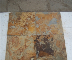 Yellow Rust Slate Tile, Rusty Slate Stone for Wall and Floor Covering, Walkway Pavers, Cultured Stone, Mosaic Pattern