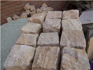 Yellow Sandstone Cube Stone, Yellow Paving Stone, Red Sandstone Cobble, Sandstone Setts, Natural Building Stone