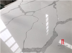 Marble Look Calacatta White Quartz Stone Slab