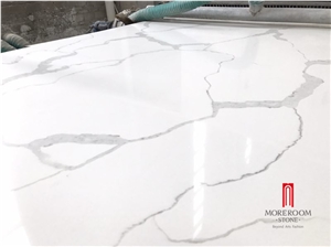 Marble Look Calacatta White Quartz Stone Slab