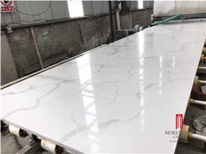 Marble Look Calacatta White Quartz Stone Slab