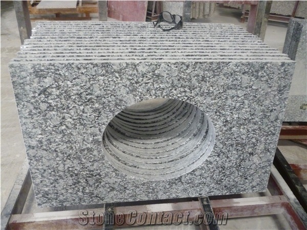 Wave White, Spray White Grey Granite Bath Top,Vanity Top Countertops