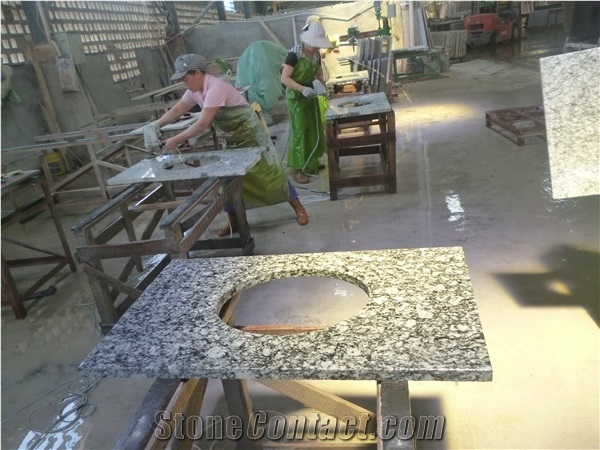 Wave White, Spray White Grey Granite Bath Top,Vanity Top Countertops