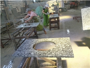 Wave White, Spray White Grey Granite Bath Top,Vanity Top Countertops