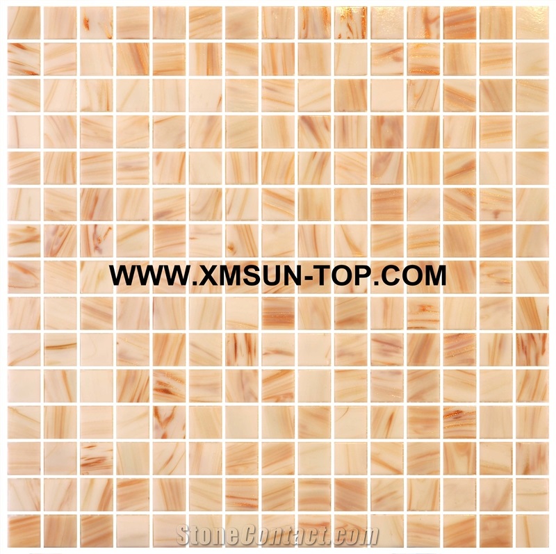 Beige Glass Mosaic/Square Glass Mosaic/Mosaic Pattern/Floor Mosaic/Wall Mosaic/Polished Mosaic//Interior Decoration/Customized Mosaic Tile/Mosaic Tile for Bathroom&Kitchen&Hotel Decoration